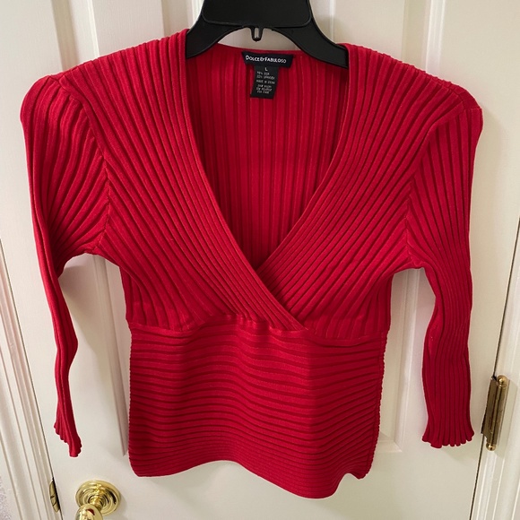 Tops Cute Red Ribbed Short Knit Top Poshmark